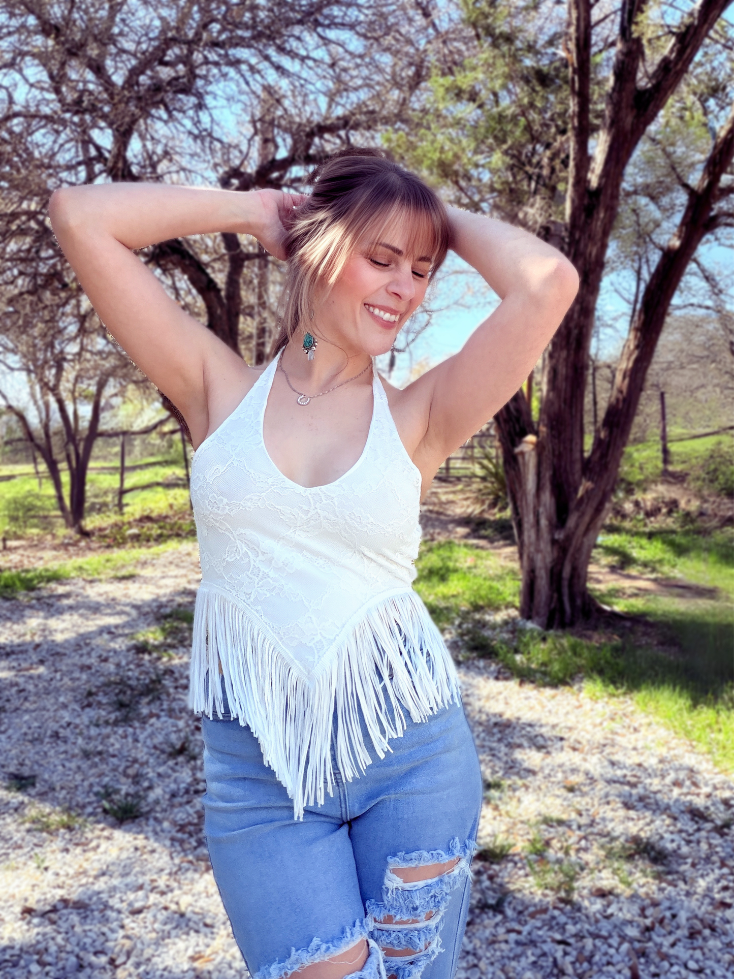 Dandelion Lace Halter Top - Cassie's Creekside Boutique