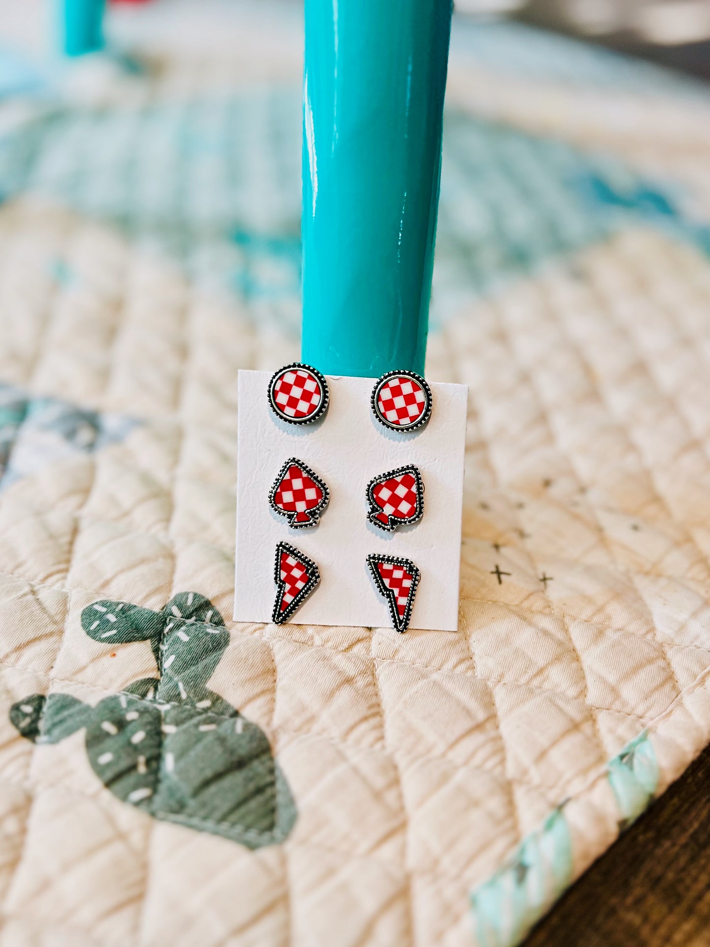 Western Checker Stud Earring Set - Cassie's Creekside Boutique