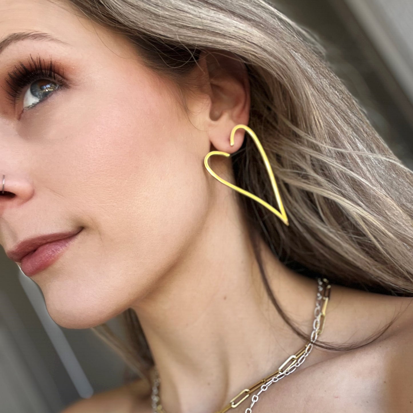 Gold Love Heart Earrings - Cassie's Creekside Boutique