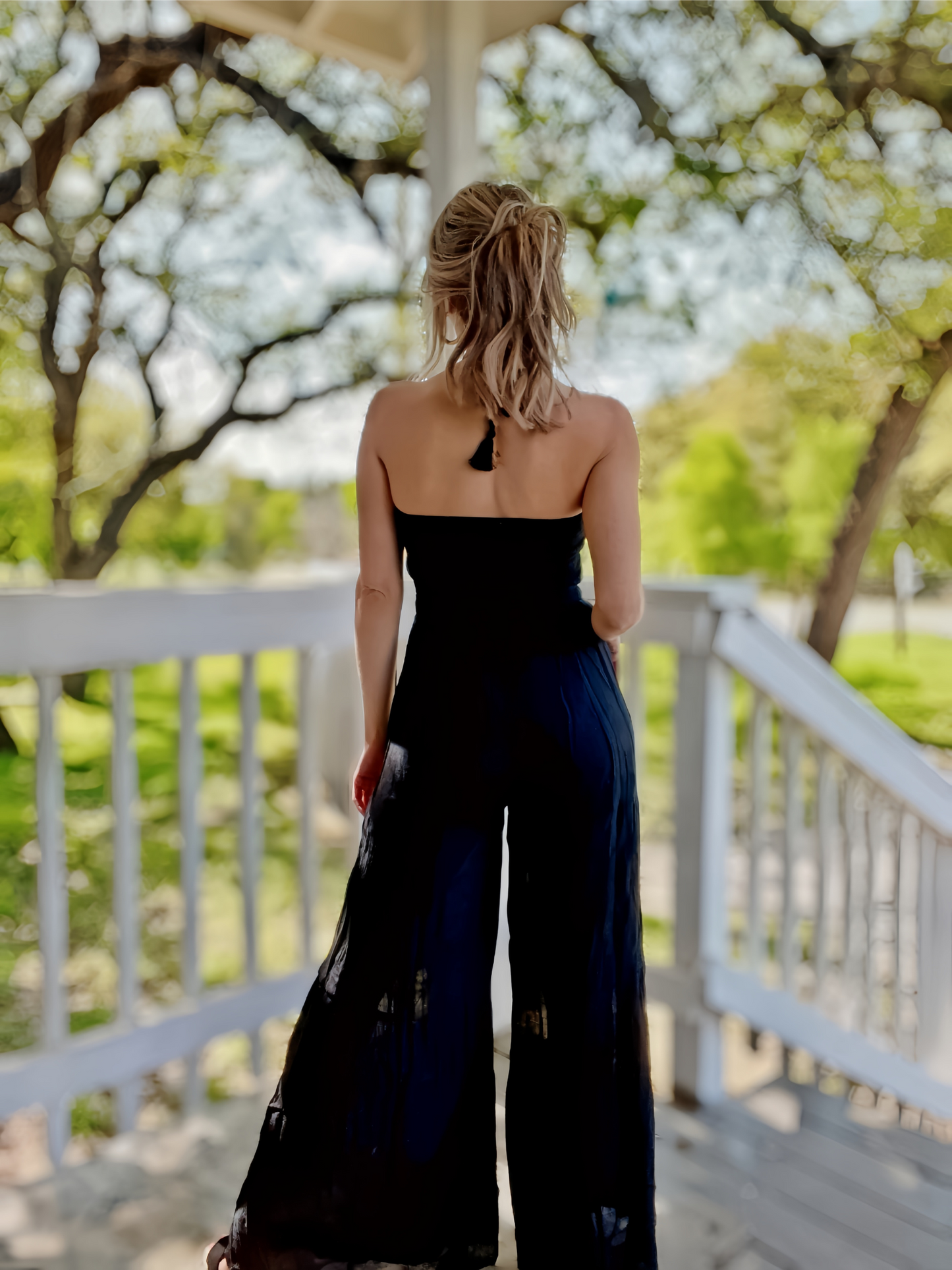 Black Crochet Knit Halter Jumpsuit