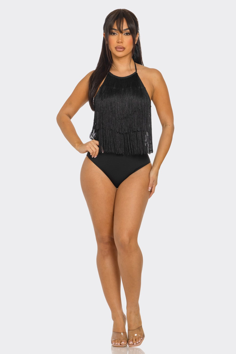 Fringe Halter Neck Bodysuit