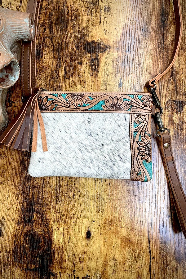 Brown Cowhide Genuine Leather Clutch Purse - Cassie's Creekside Boutique