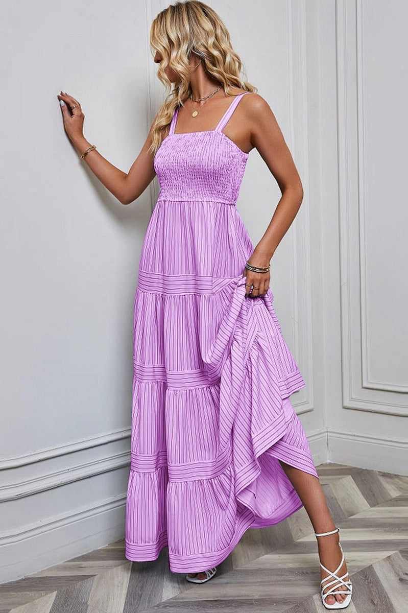 Purple Striped Maxi Dress