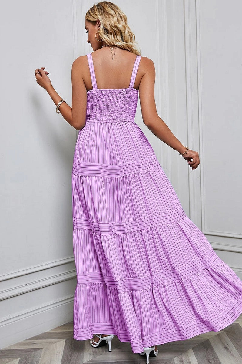 Purple Striped Maxi Dress