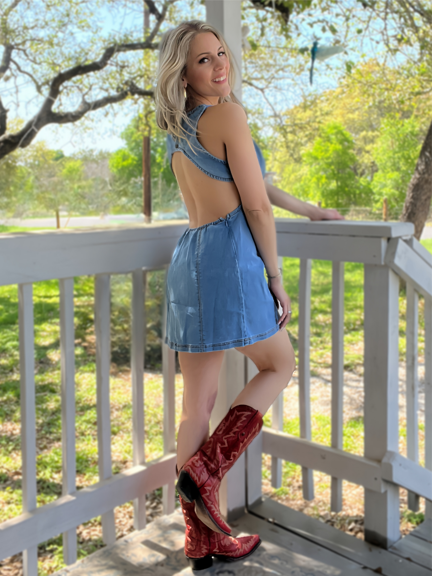 Denim Dreams Open Back Mini Dress