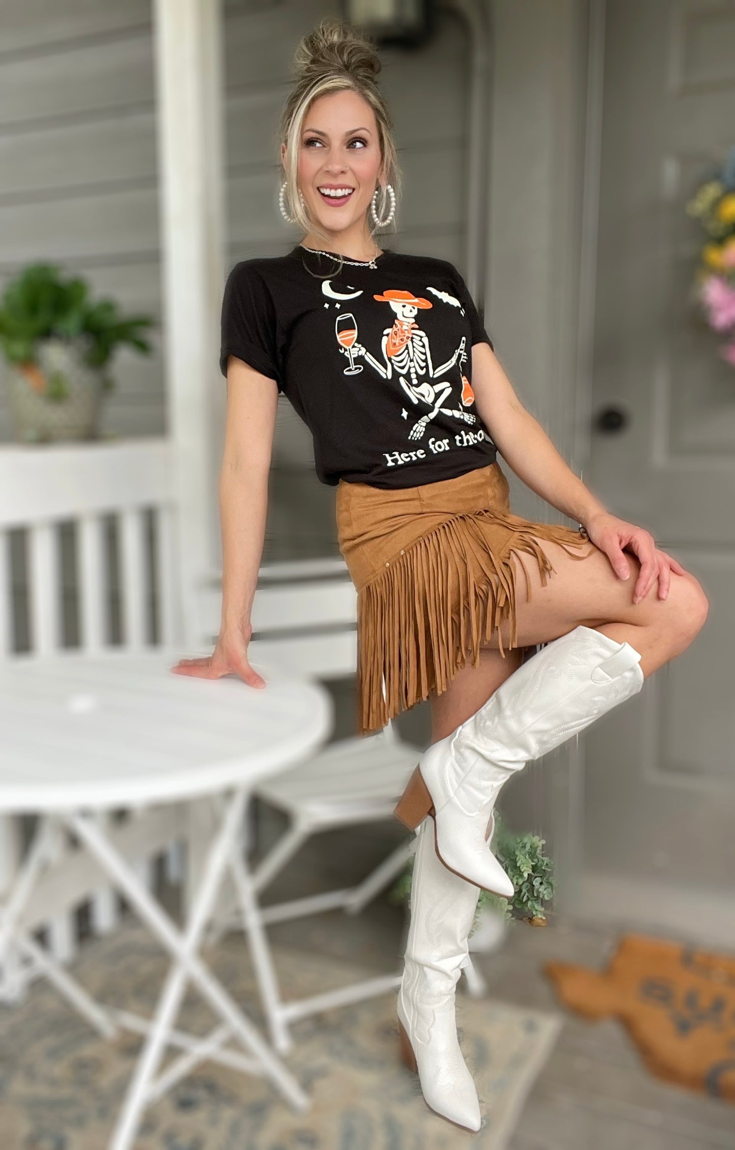 Studded Fringe Mini Skirt - Cassie's Creekside Boutique