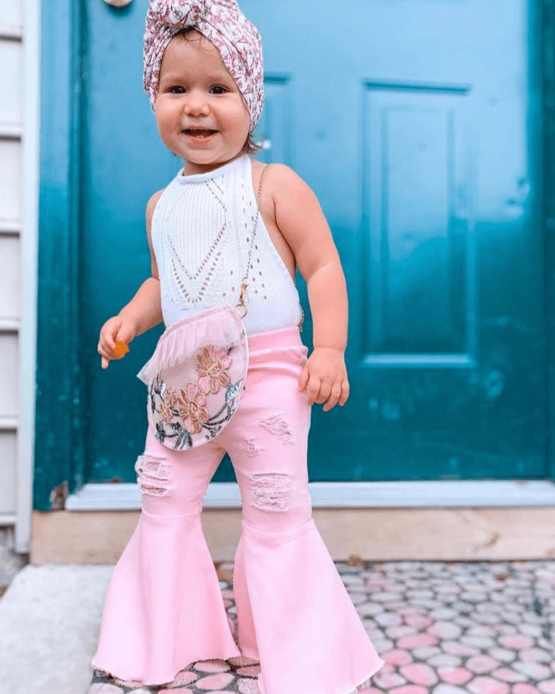 Little Miss Pink Denim Bell Bottoms - Cassie's Creekside Boutique