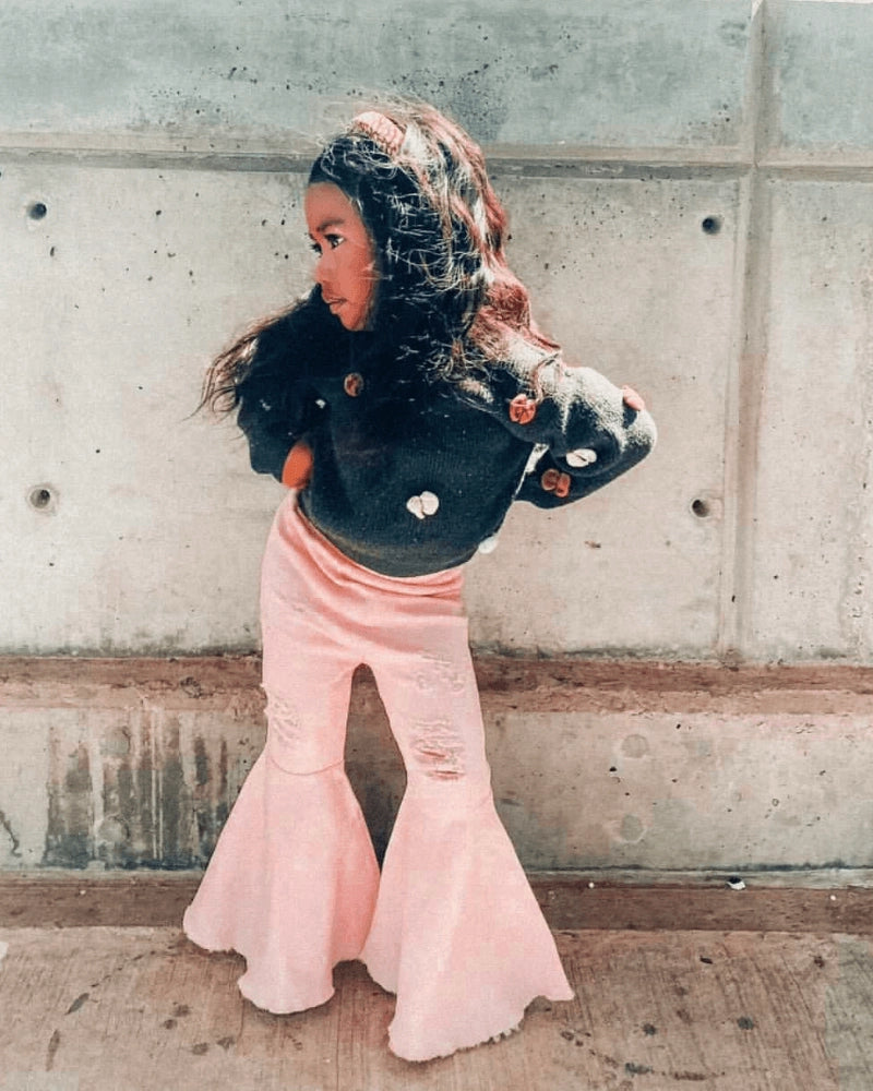 Little Miss Pink Denim Bell Bottoms - Cassie's Creekside Boutique