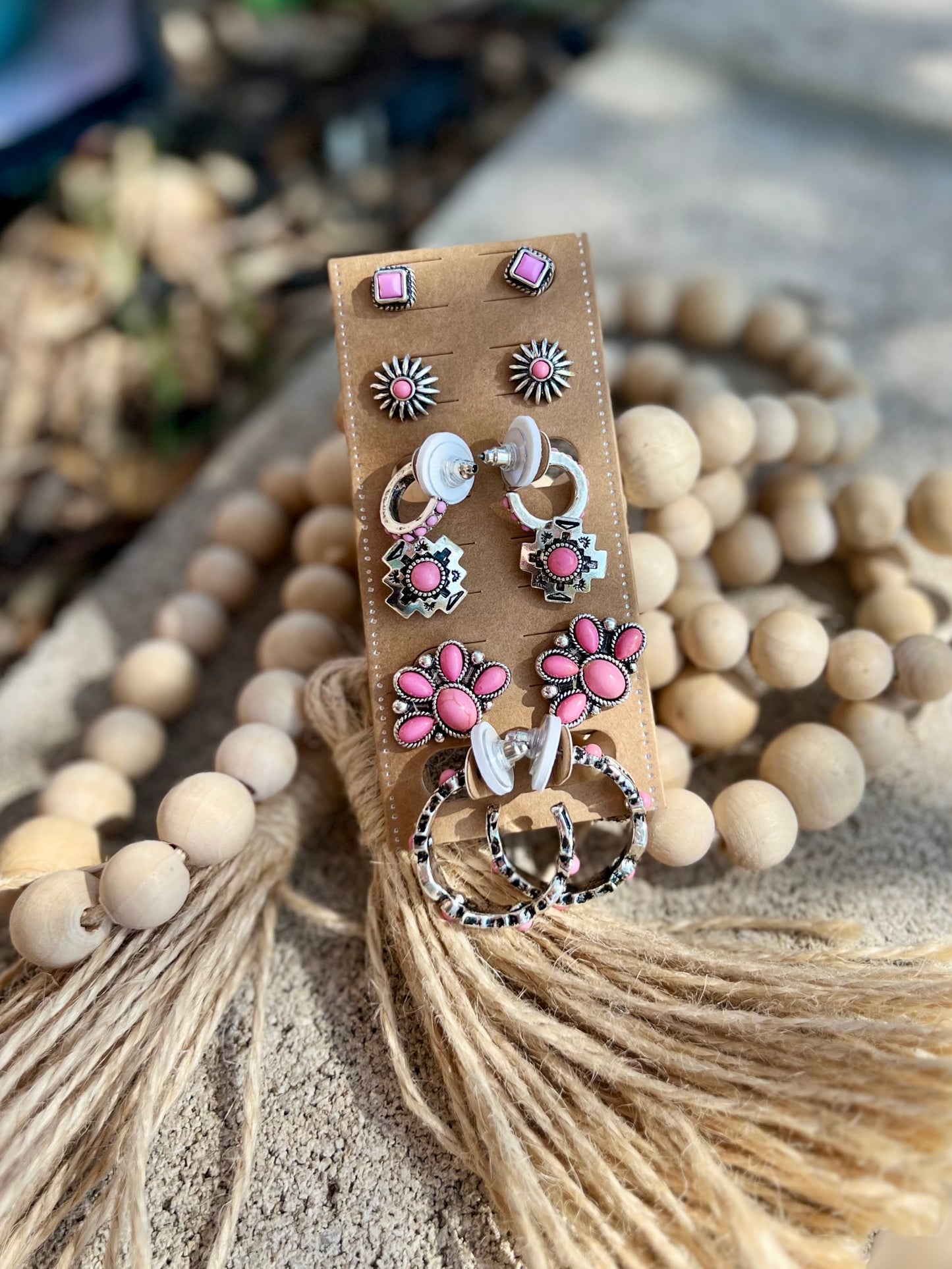 Pink Western Navajo Earring Set - Cassie's Creekside Boutique