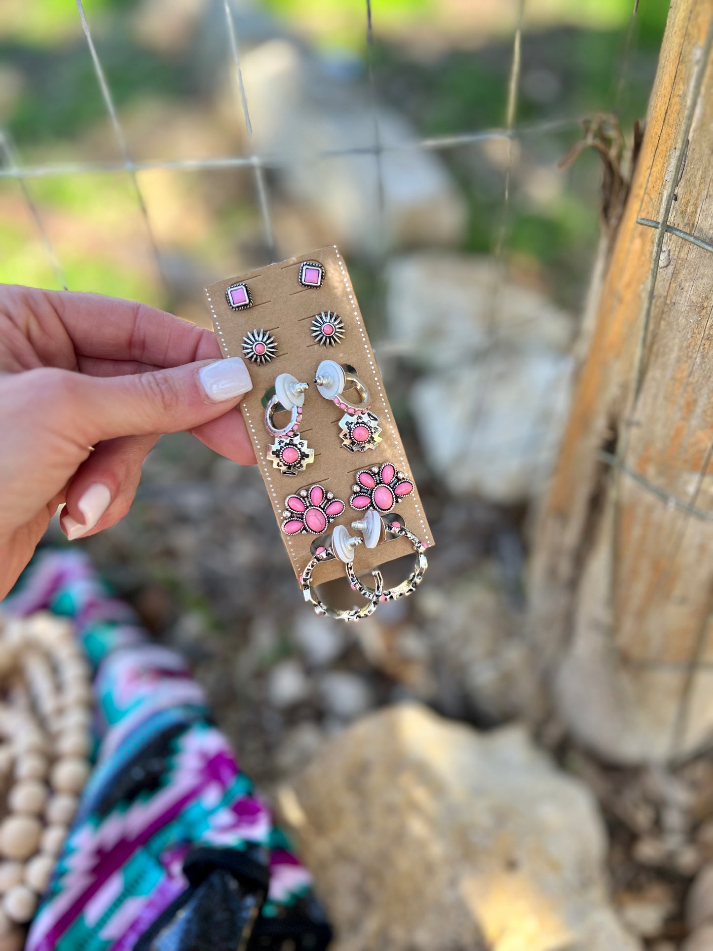 Pink Western Navajo Earring Set - Cassie's Creekside Boutique