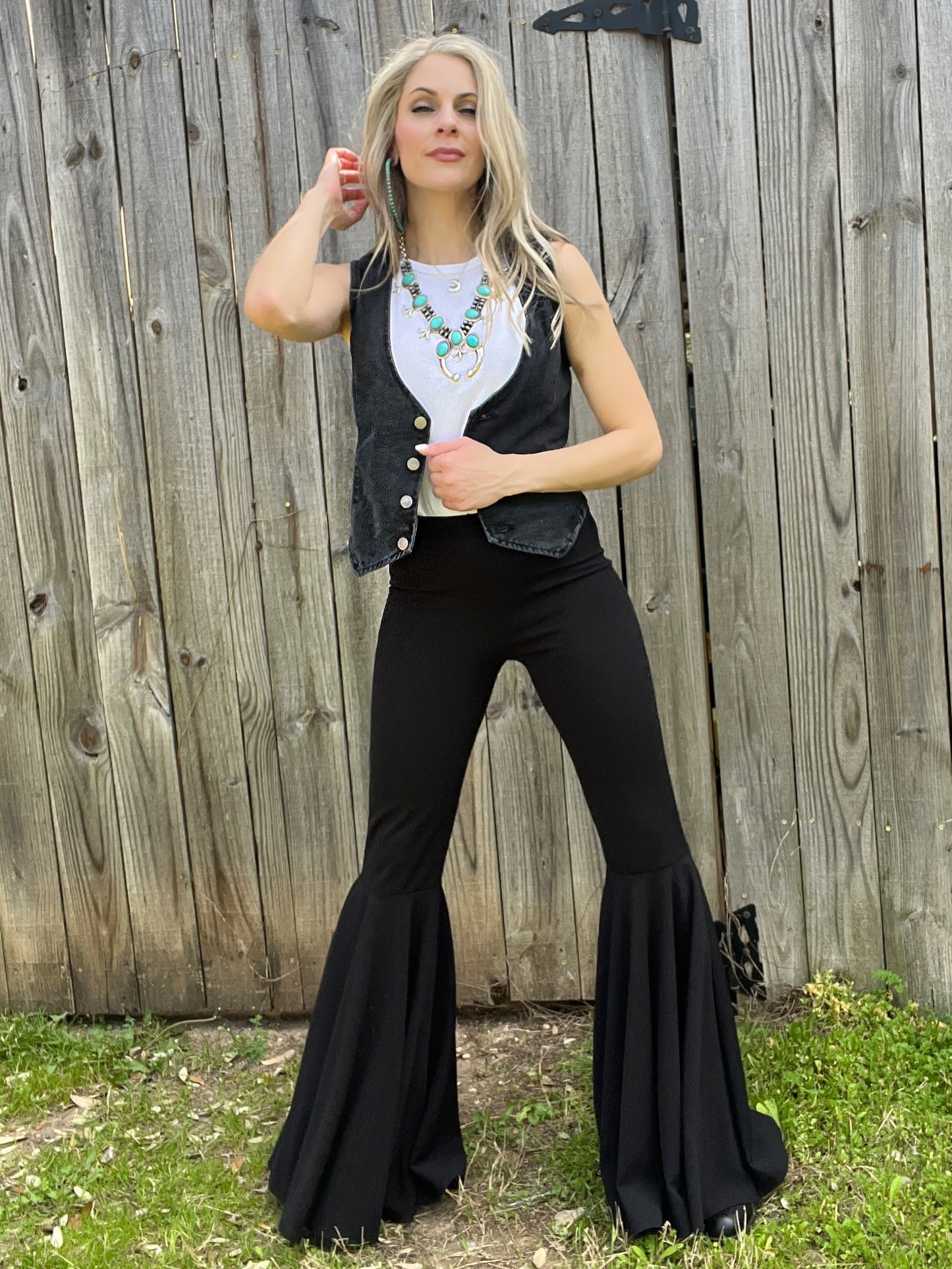 Vintage Black Denim Fitted Vest - Cassie's Creekside Boutique