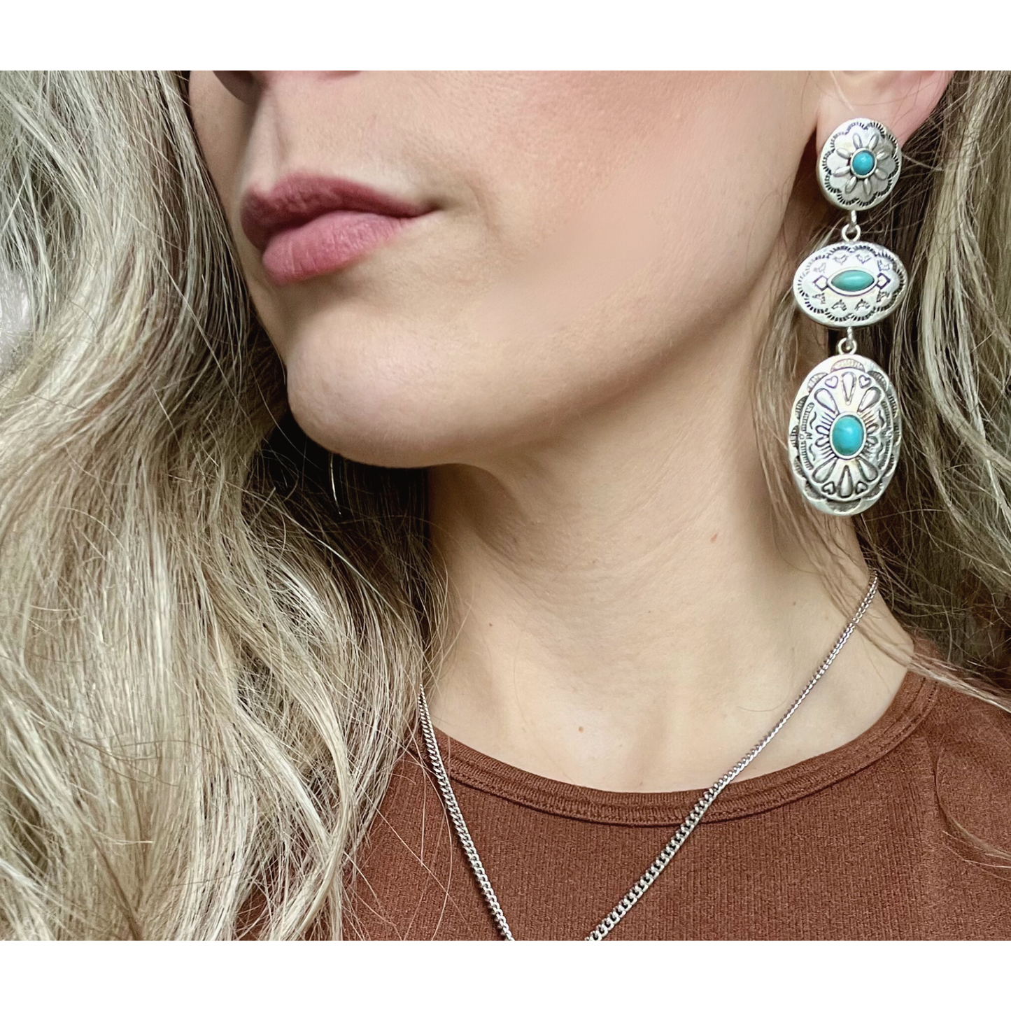 Chasing Turquoise Concho Earrings - Cassie's Creekside Boutique