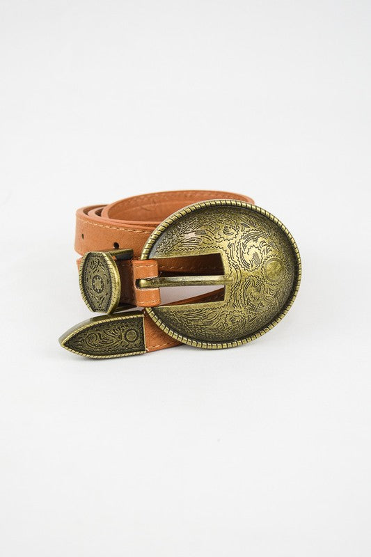 Vintage Oval Buckle Western Belt - Cassie's Creekside Boutique