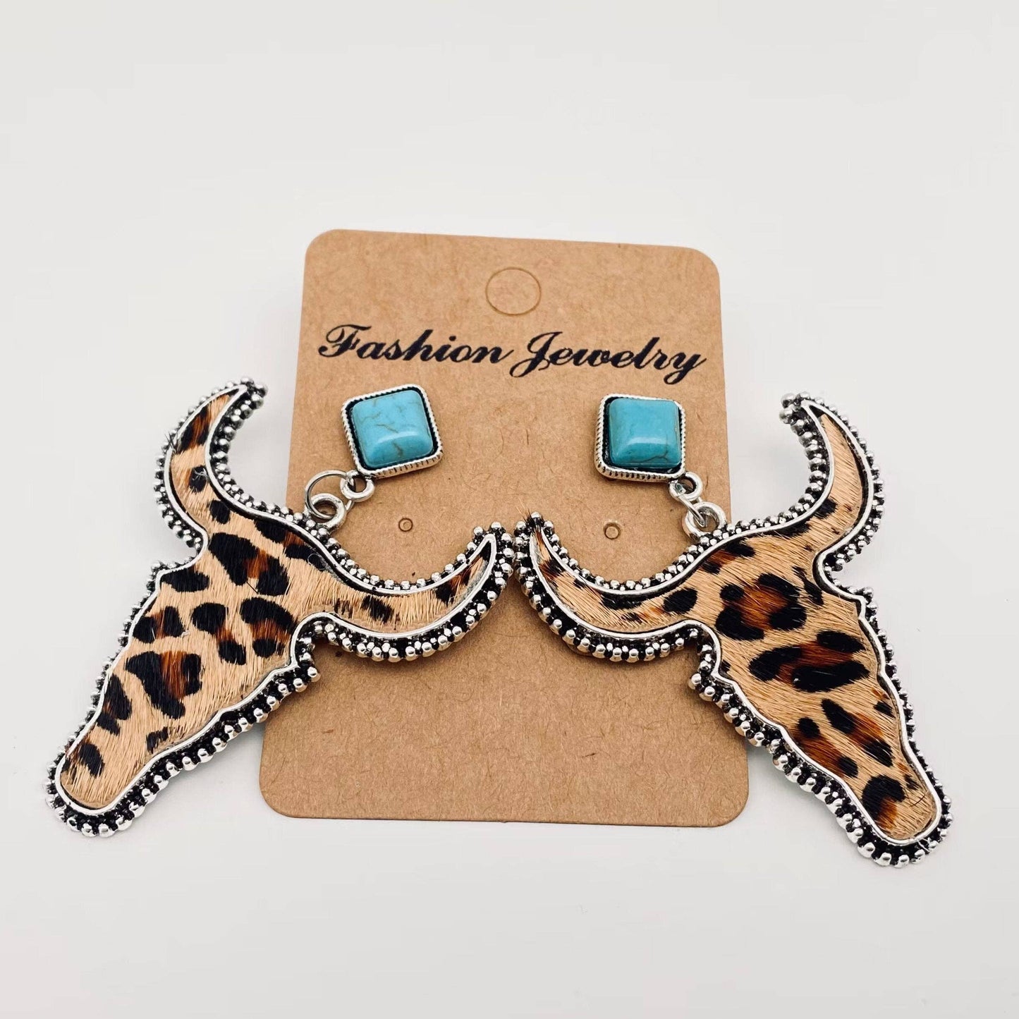 Studded Steerhead Cowhide Earrings