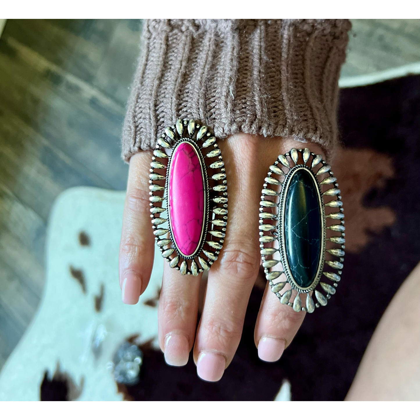 Oversized Oval Stone Ring - Cassie's Creekside Boutique