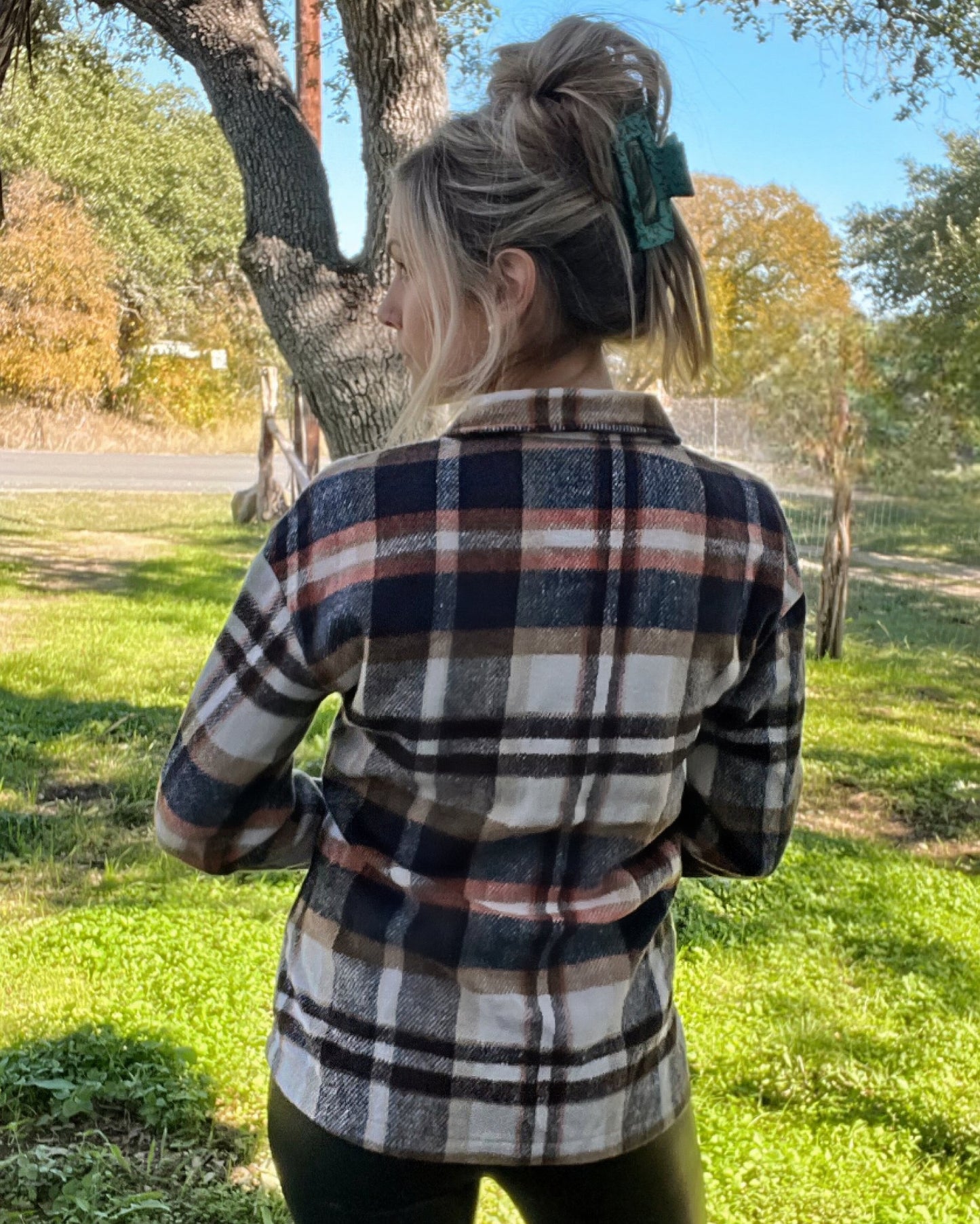 Pumpkin Spice Plaid Shacket - Cassie's Creekside Boutique