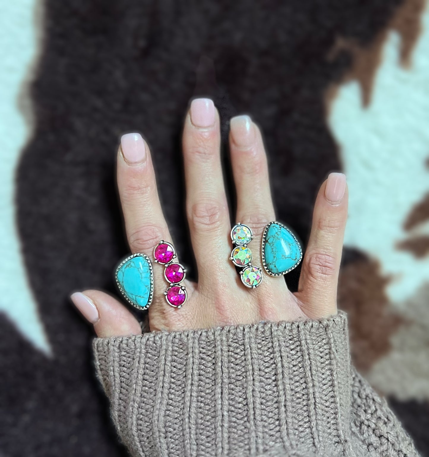 Western Glass Bling Stone Cuff Ring - Cassie's Creekside Boutique