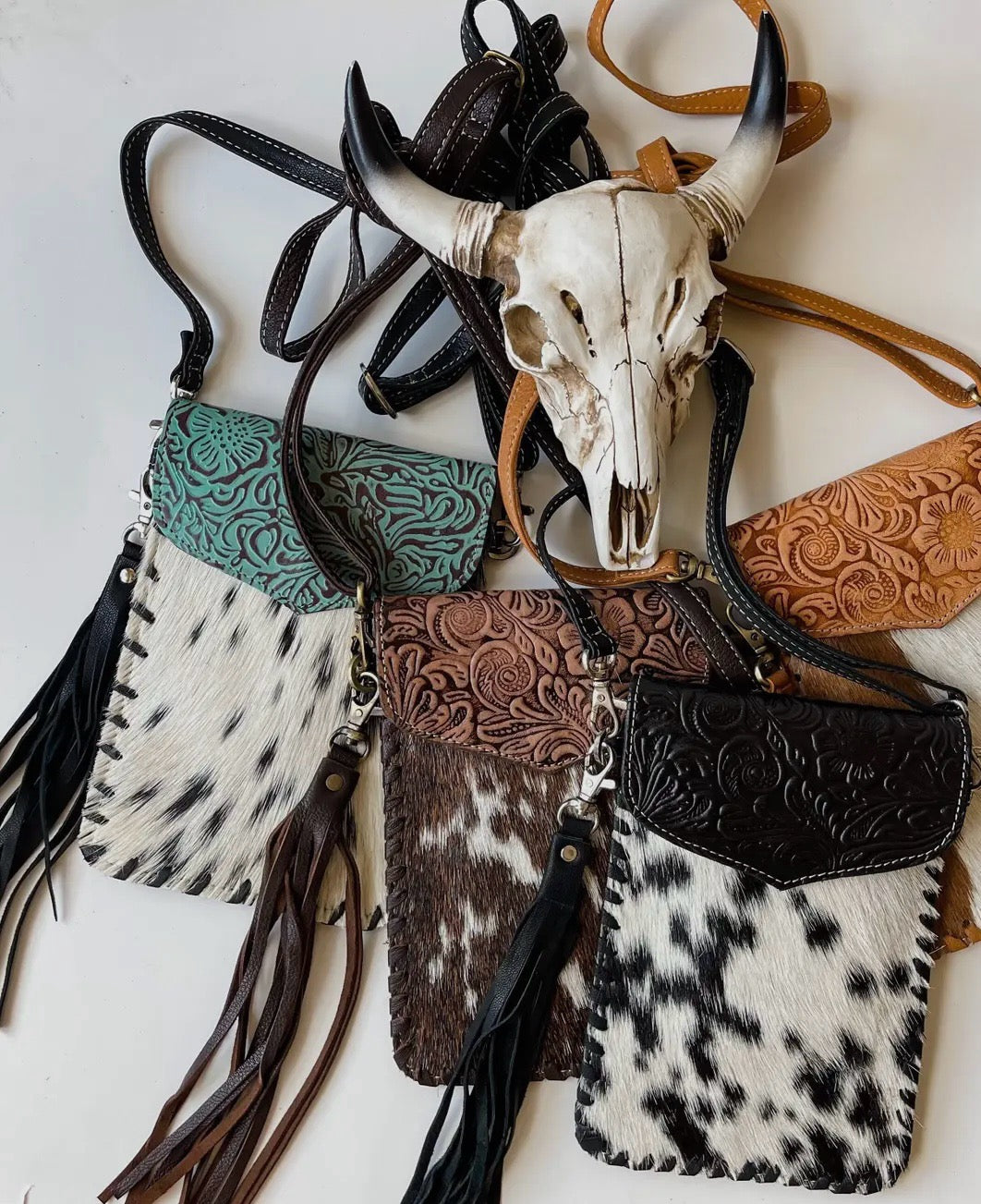 Phone Crossbody Western Tooled Leather Phone Mobile Purse - Cassie's Creekside Boutique