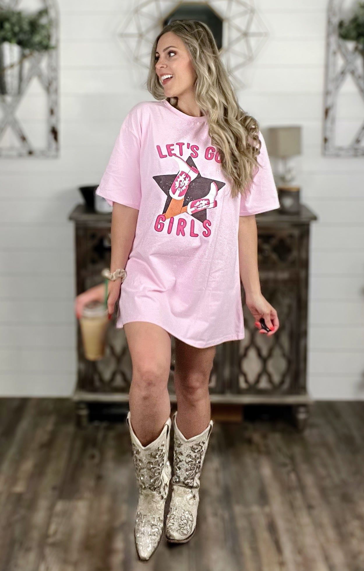 Pink Lets Go Girls Western Graphic Tee - Cassie's Creekside Boutique