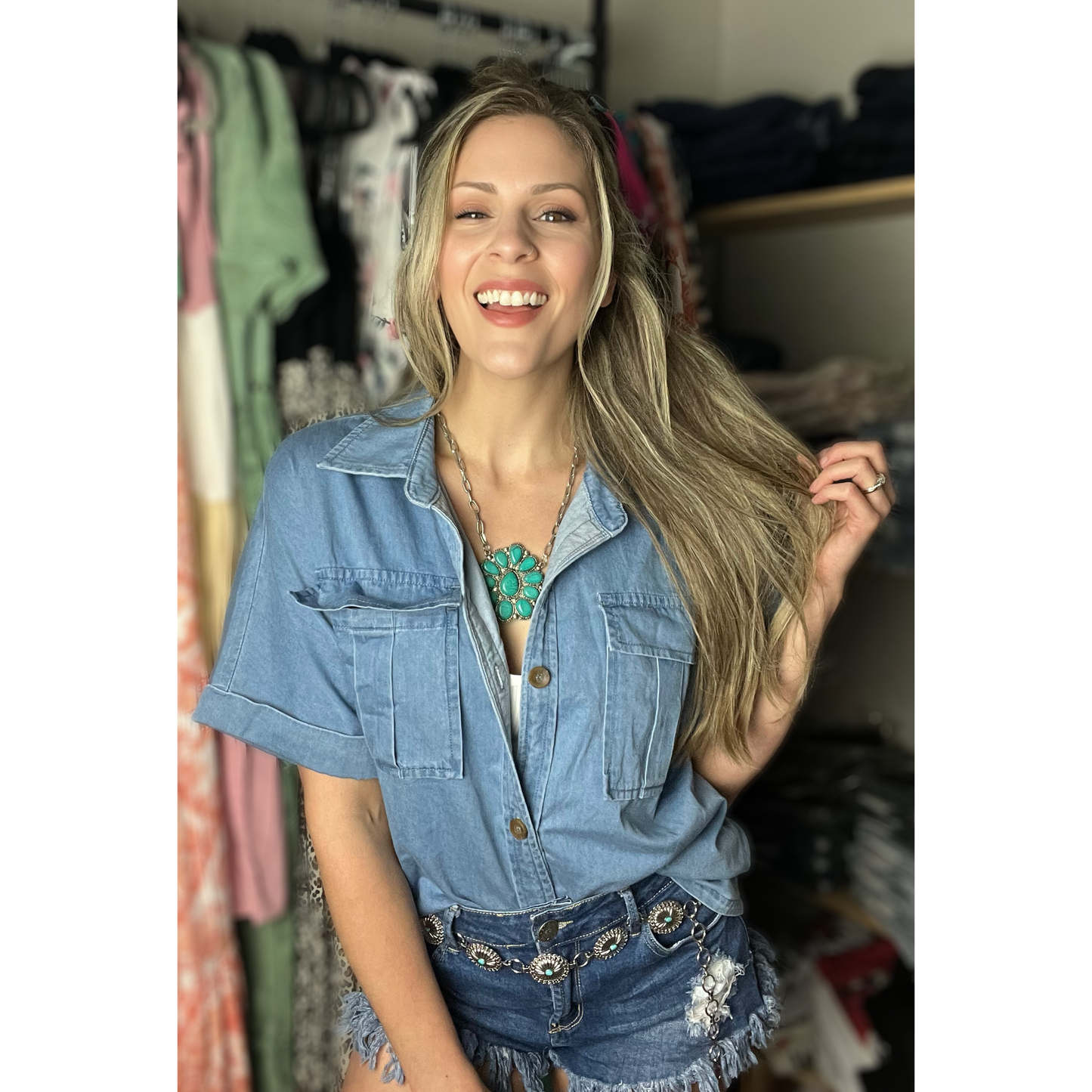 Bury Me In Blue Denim Top - Cassie's Creekside Boutique