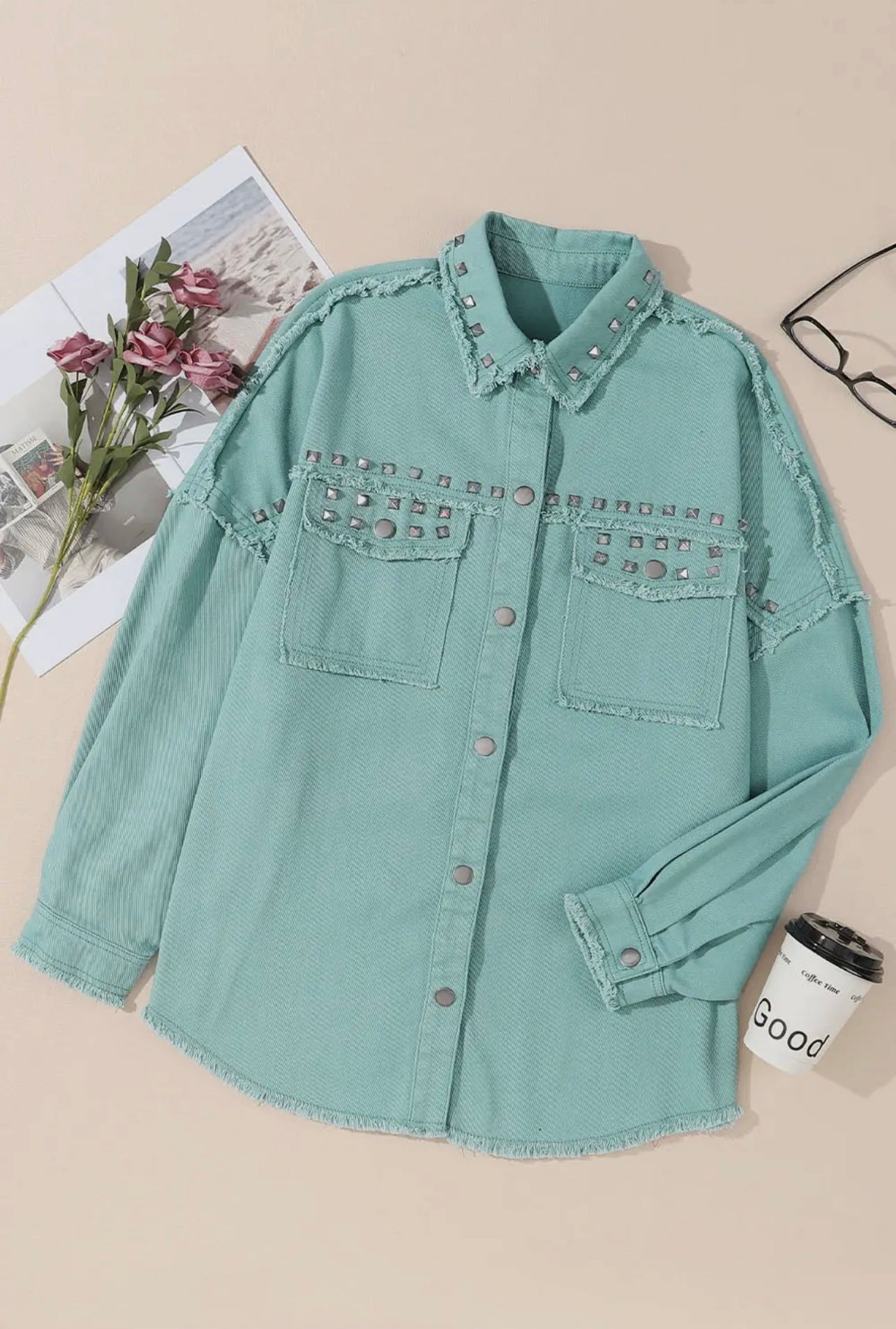 Turquoise Cowgirl Frayed Denim Jacket - Cassie's Creekside Boutique