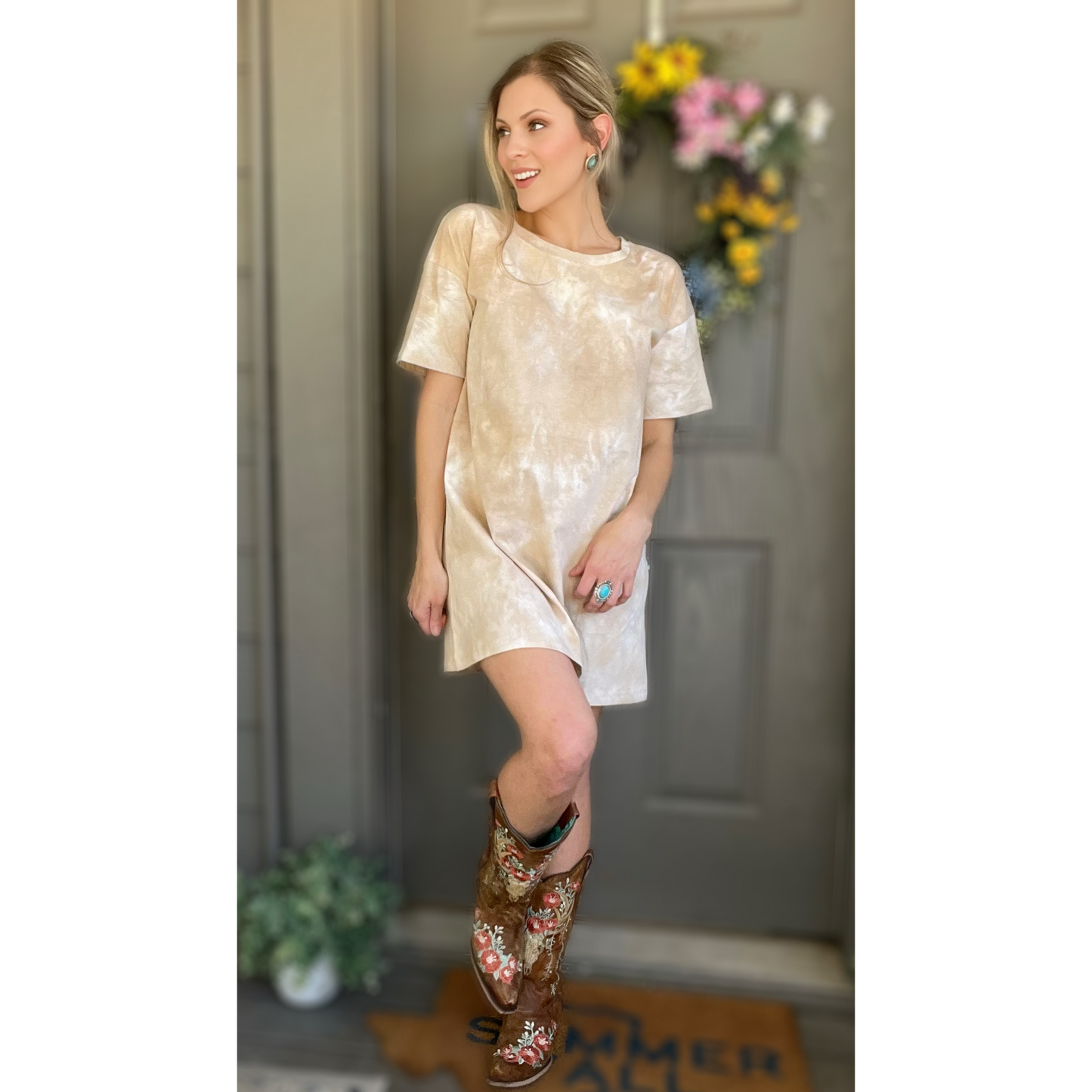 Beige Tides T-Shirt Dress - Cassie's Creekside Boutique