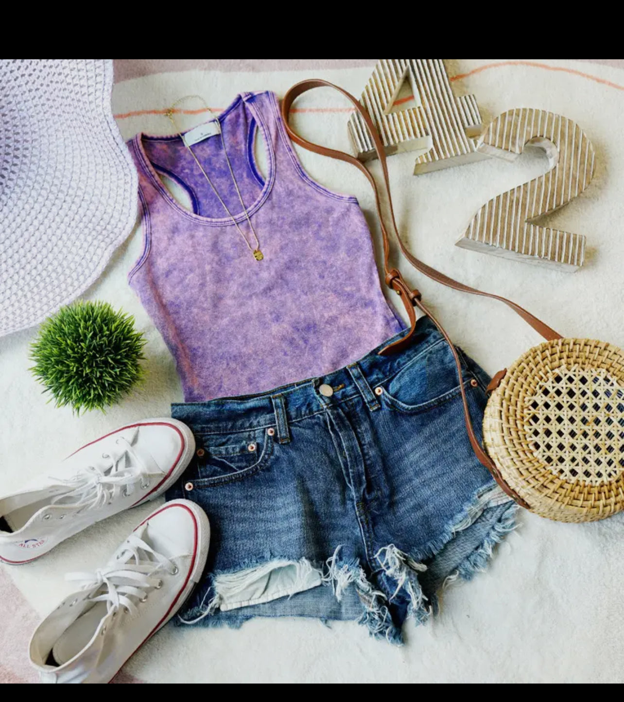 Vintage Wash Hazed Purple Racerback Bodysuit - Cassie's Creekside Boutique