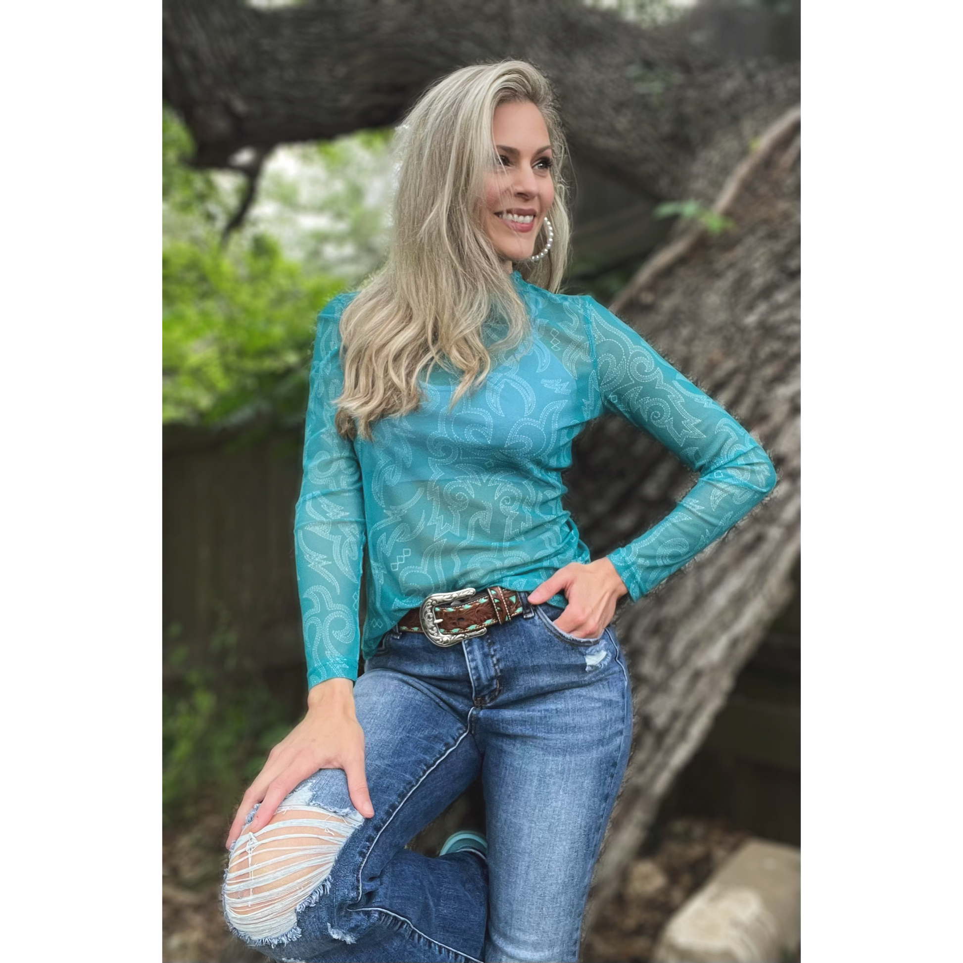 Cowgirl Thing Mesh Top - Cassie's Creekside Boutique