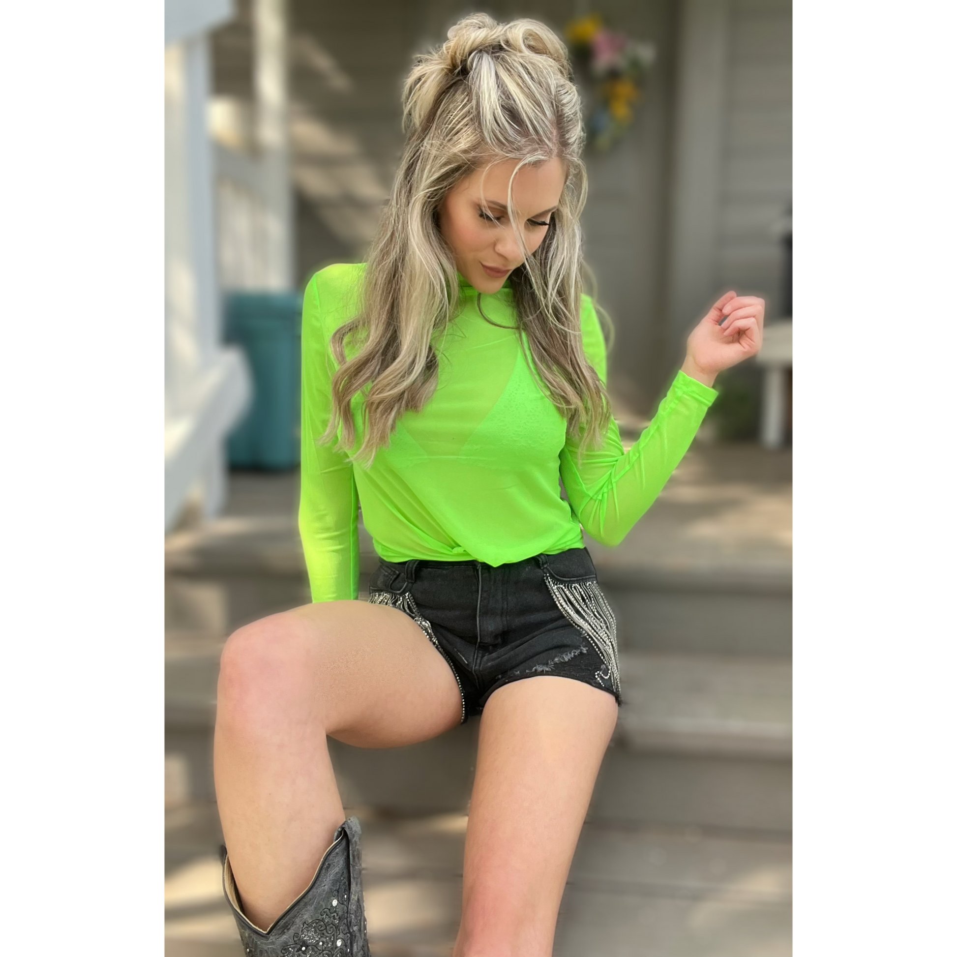 Lets Get Neon and Meshy Top - Cassie's Creekside Boutique
