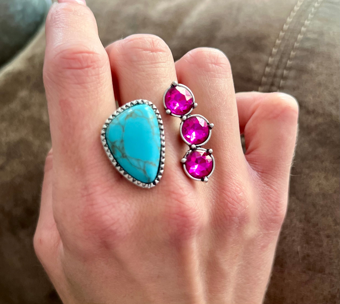 Western Glass Bling Stone Cuff Ring - Cassie's Creekside Boutique