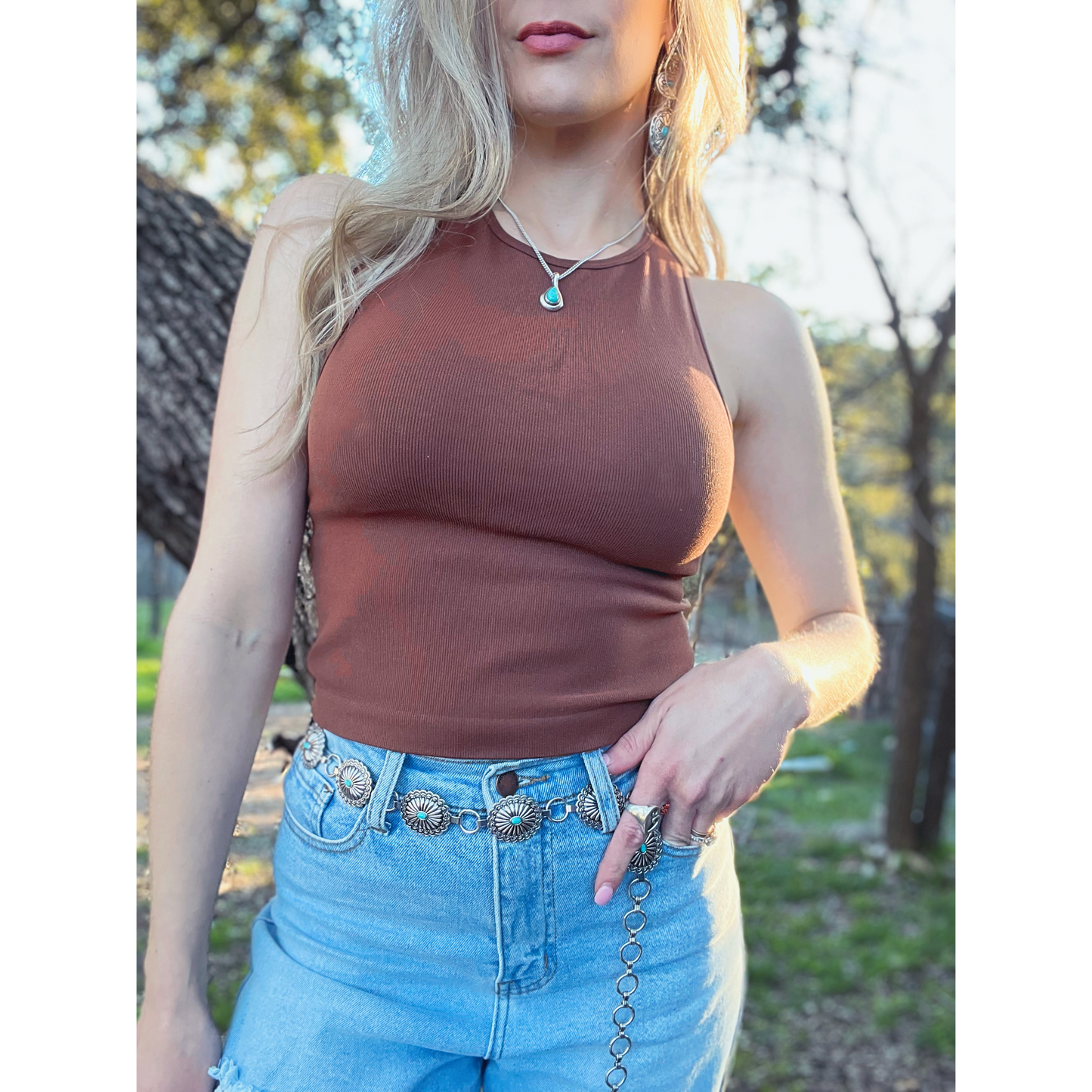 High Neck Racerback Tank Top - Cassie's Creekside Boutique