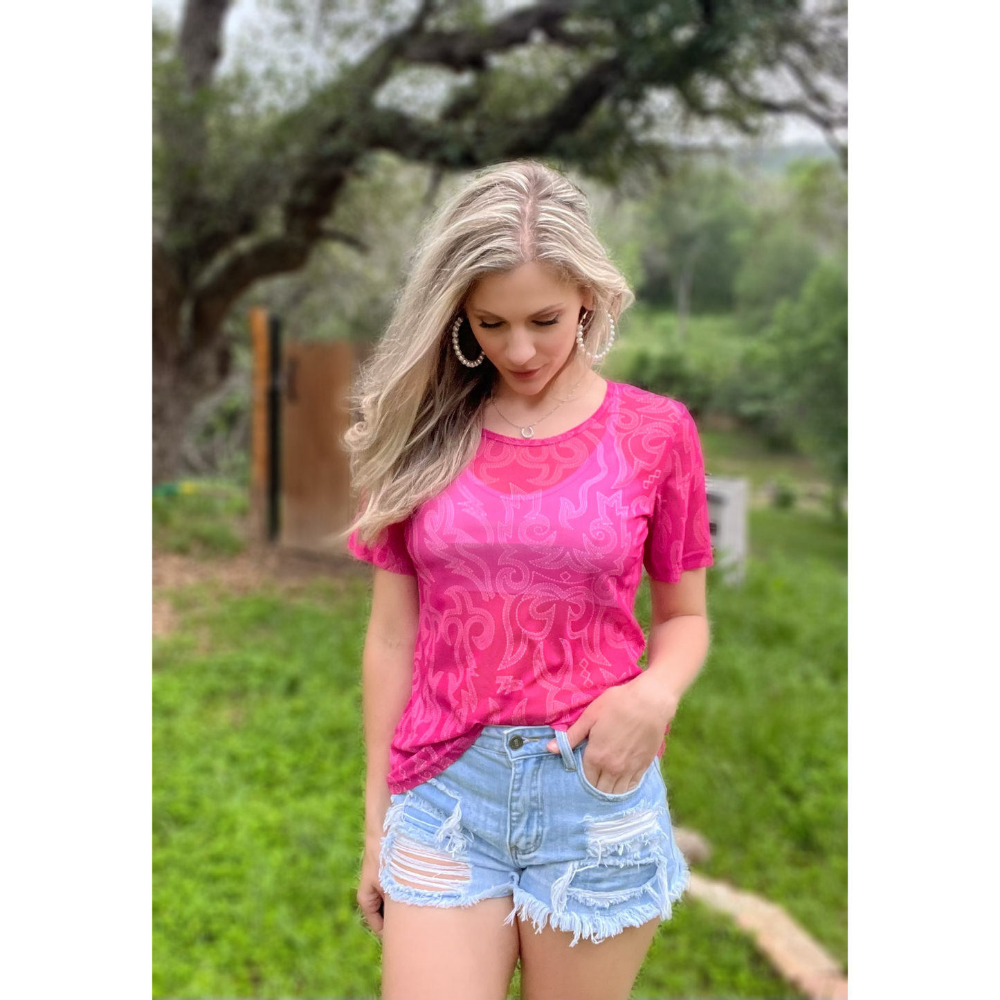 Western Barbie Thing Mesh Top - Cassie's Creekside Boutique