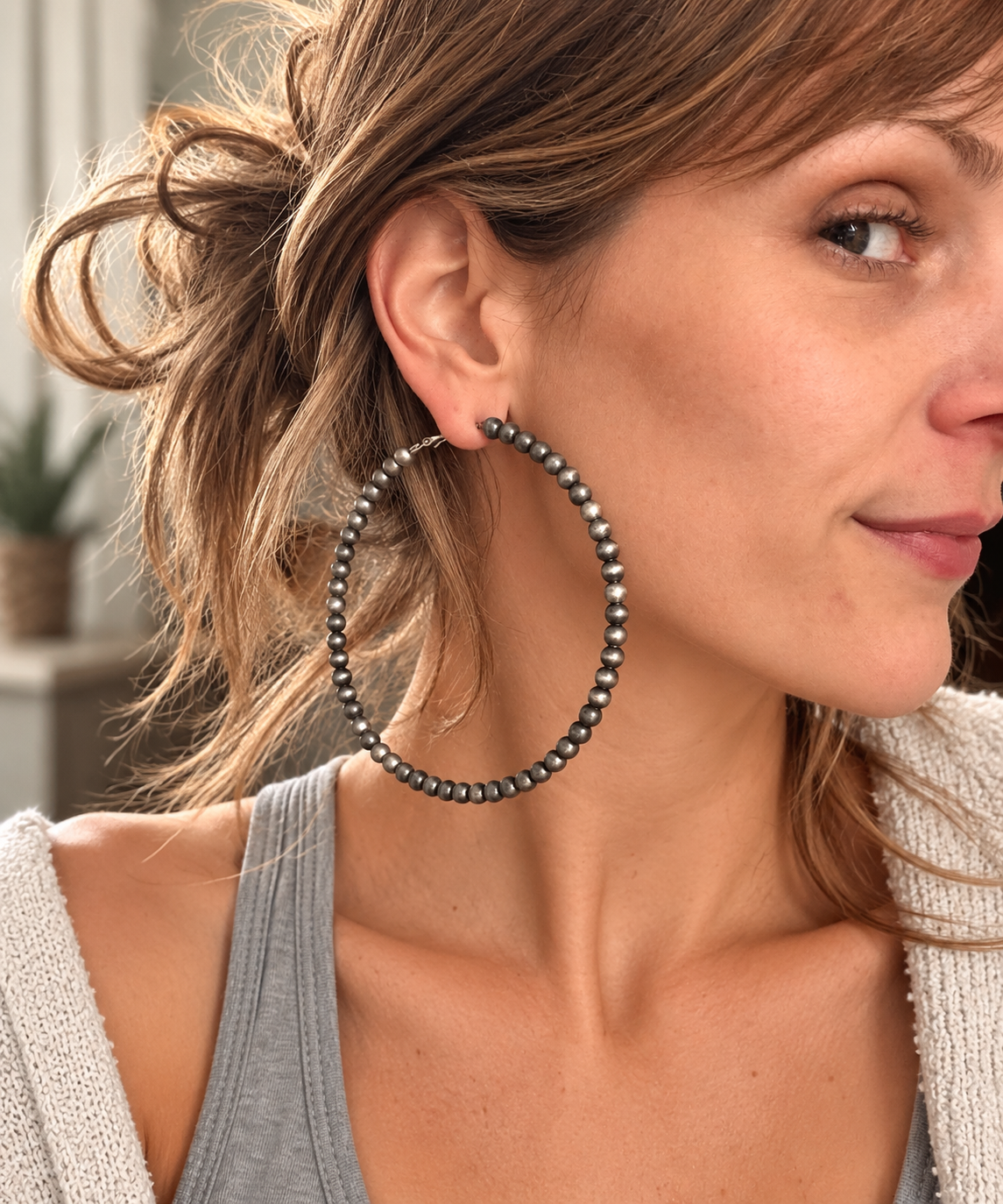 Big and Boujee Navajo Pearl Jumbo Hoops