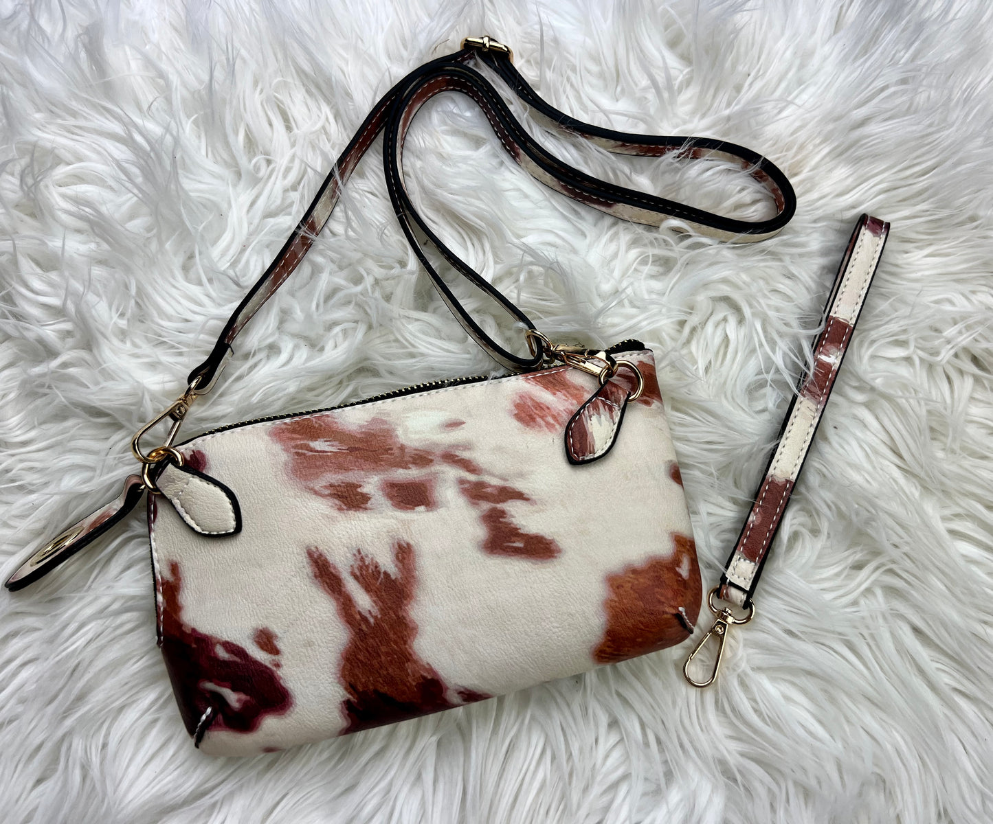 Brown Cow Print Crossbody - Cassie's Creekside Boutique
