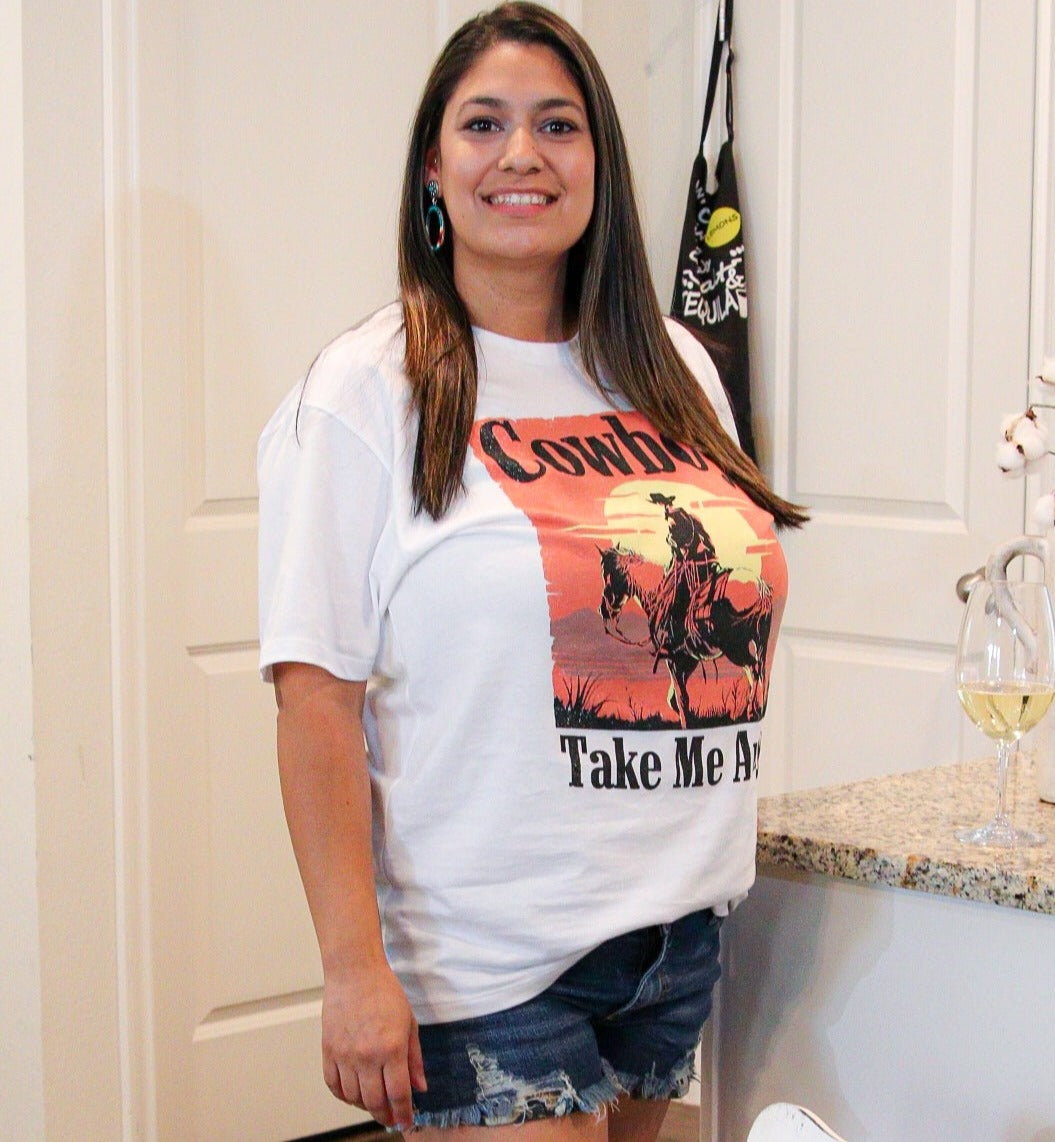 Cowboy Take Me Away Tee - Cassie's Creekside Boutique
