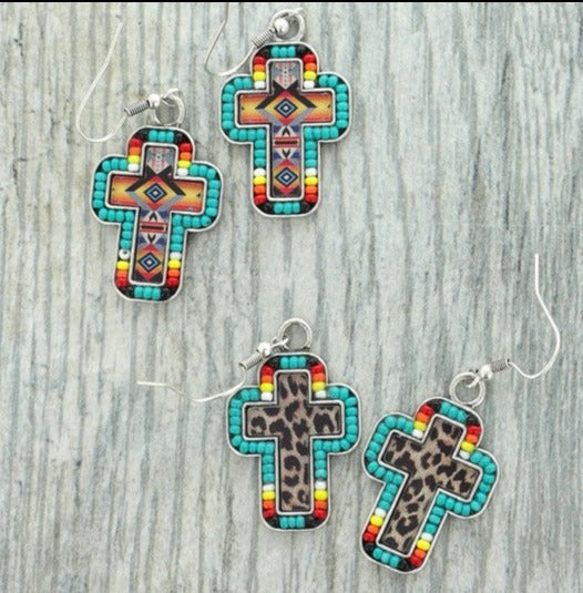 Cross Beaded Charmed Earrings - Cassie's Creekside Boutique