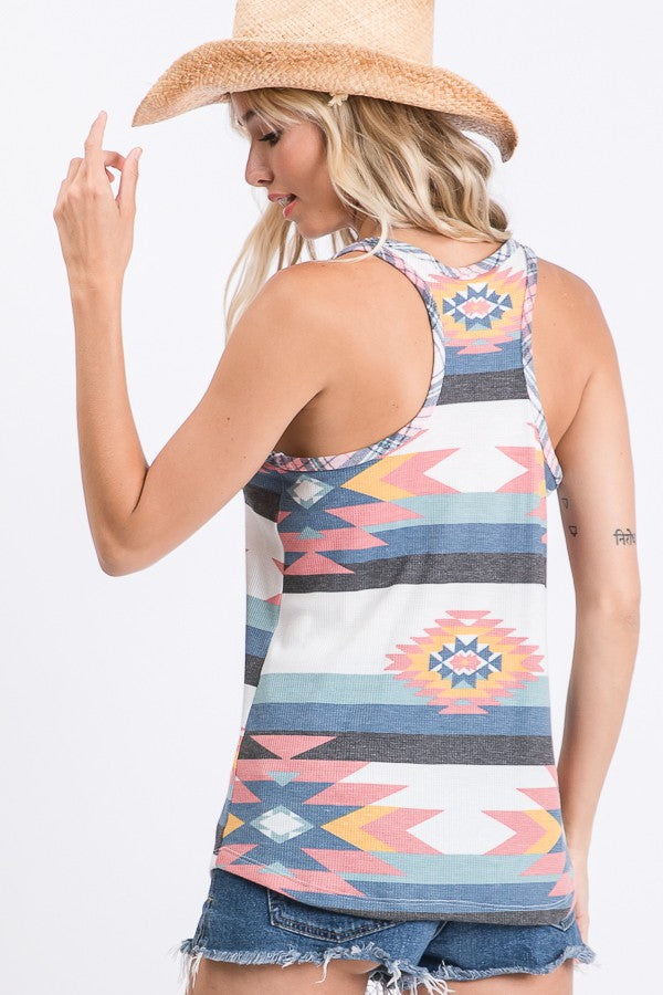 Aztec Print Racer Back Tank - Cassie's Creekside Boutique