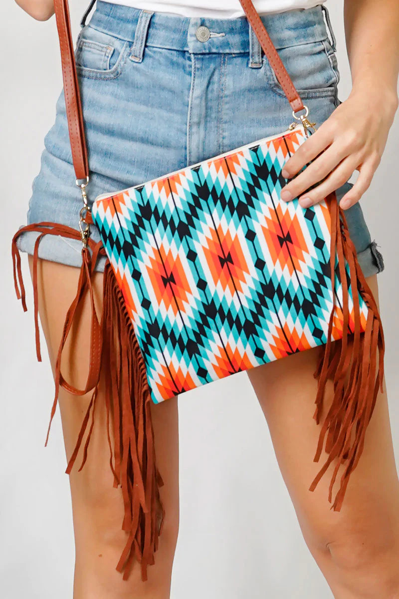 Fire Wave Fringe Crossbody Clutch - Cassie's Creekside Boutique