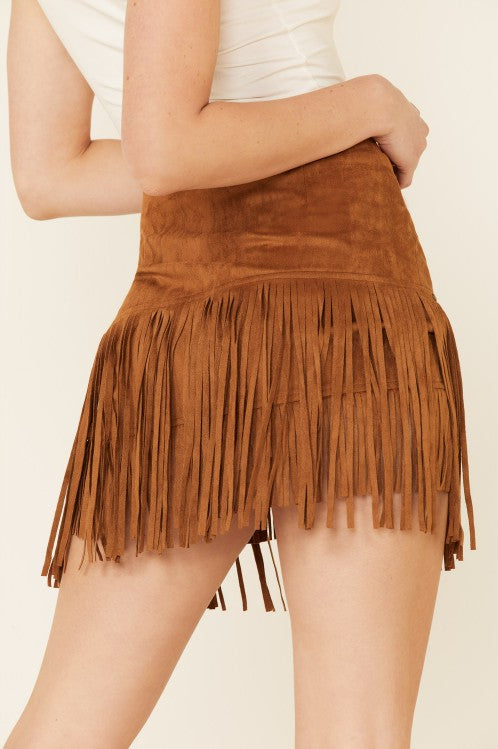 Studded Fringe Mini Skirt