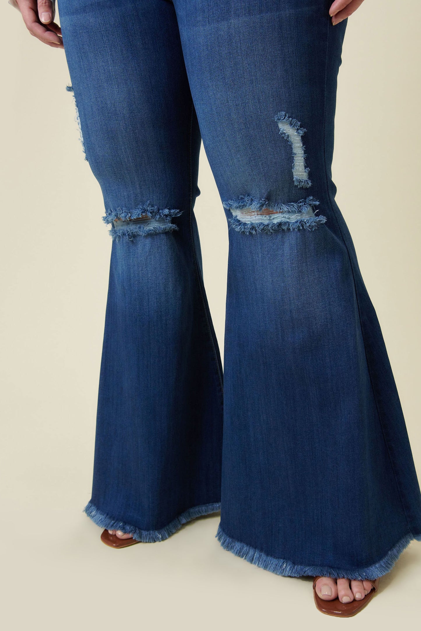 High Waist Distressed Flares - Cassie's Creekside Boutique