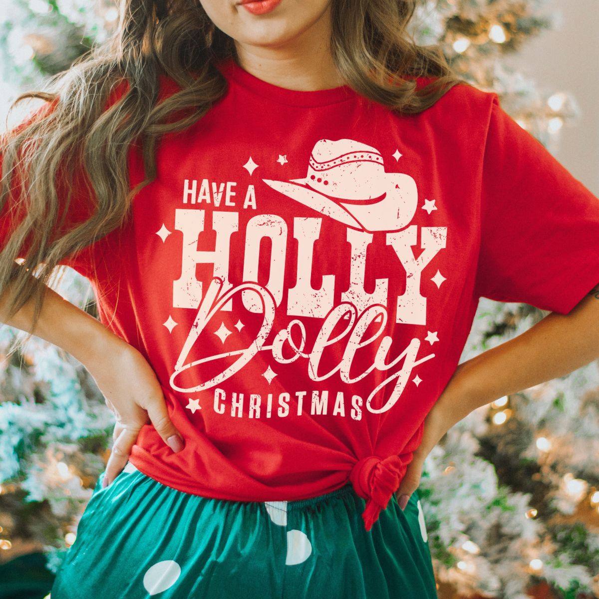 Holly Dolly Christmas Graphic T-Shirt - Cassie's Creekside Boutique