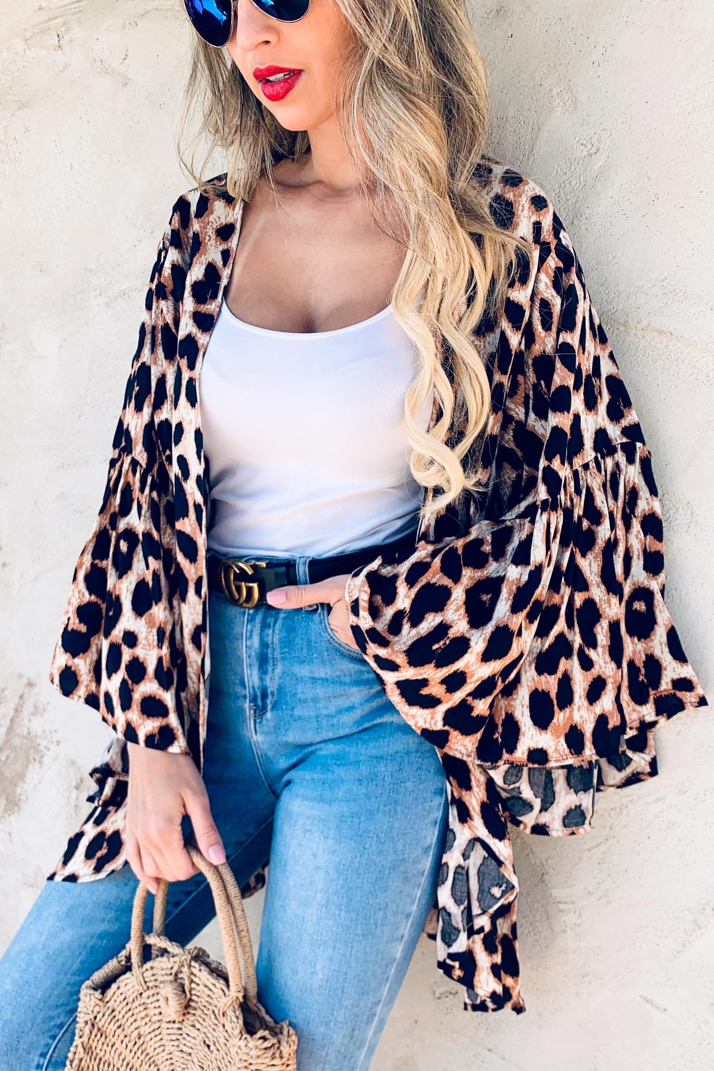 Leopard Belle Sleeve Kimono - Cassie's Creekside Boutique