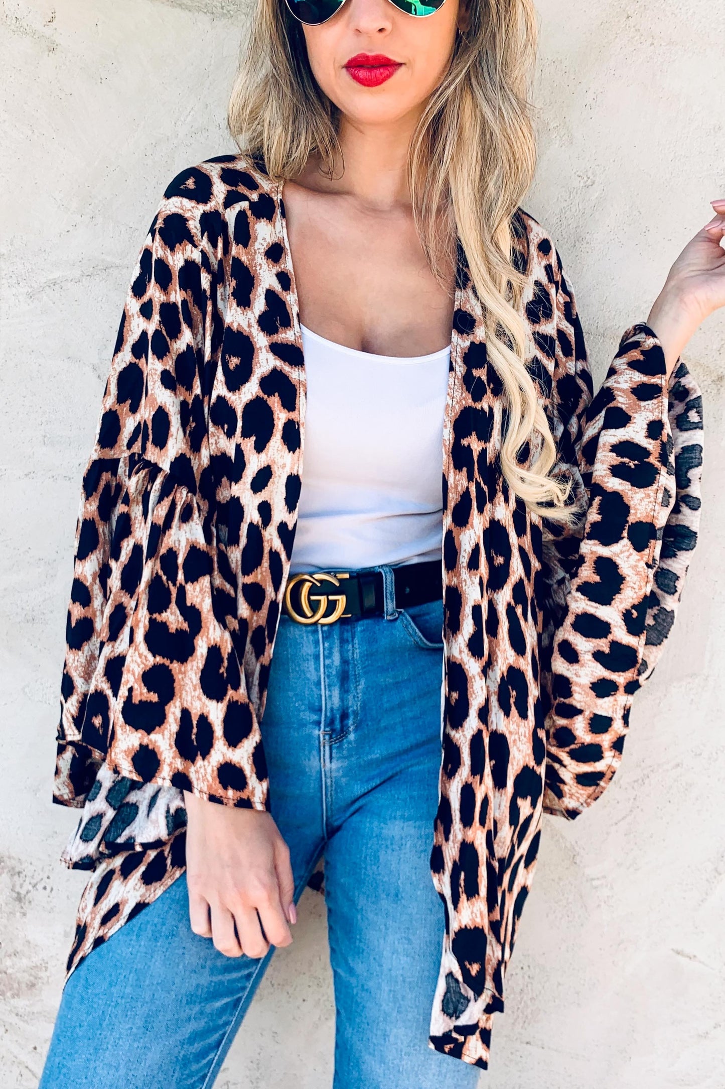 Leopard Belle Sleeve Kimono - Cassie's Creekside Boutique