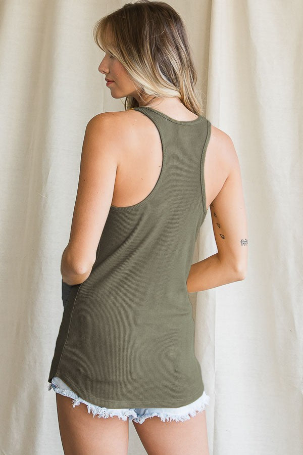 Olive Ribbed Tank - Cassie's Creekside Boutique