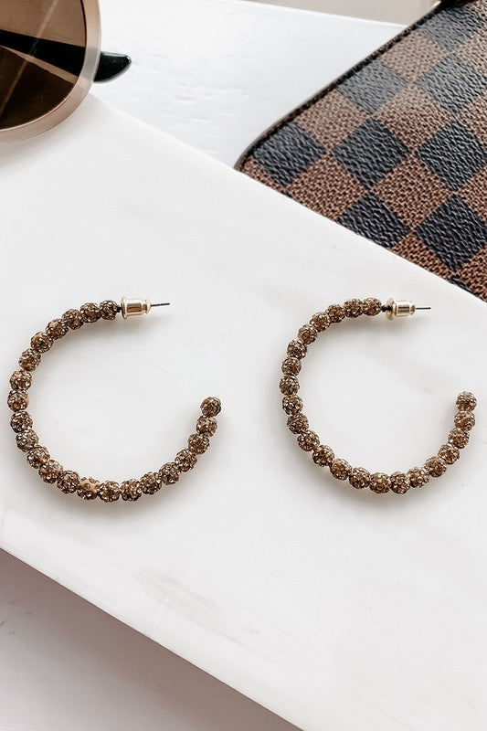 Golden Rhinestone Hoops - Cassie's Creekside Boutique