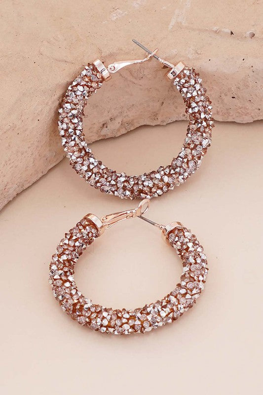 Rose Gold Bohemian Sparkle Hoops - Cassie's Creekside Boutique