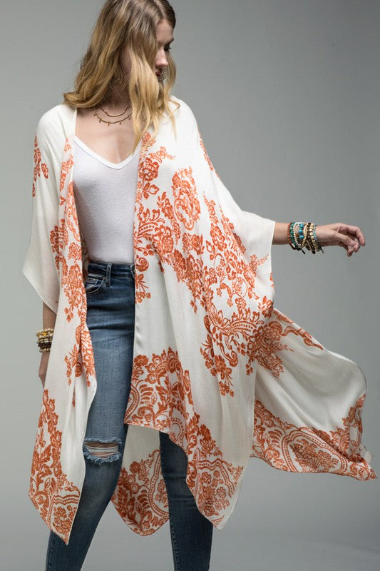 Floral Rust Kimono