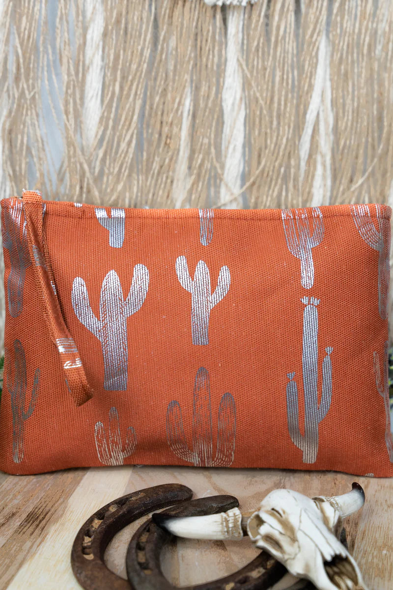 Silver Cactus Wristlet Pouch - Cassie's Creekside Boutique