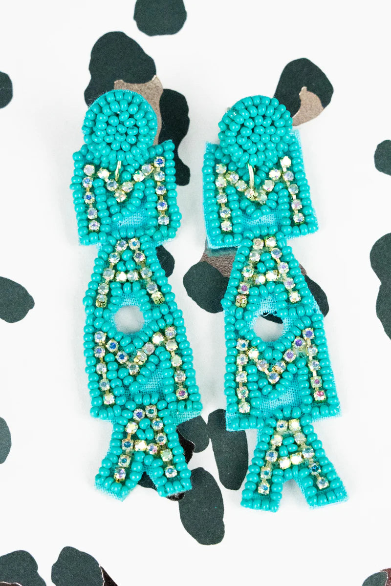 Seed Bead 'MAMA' Earrings - Cassie's Creekside Boutique