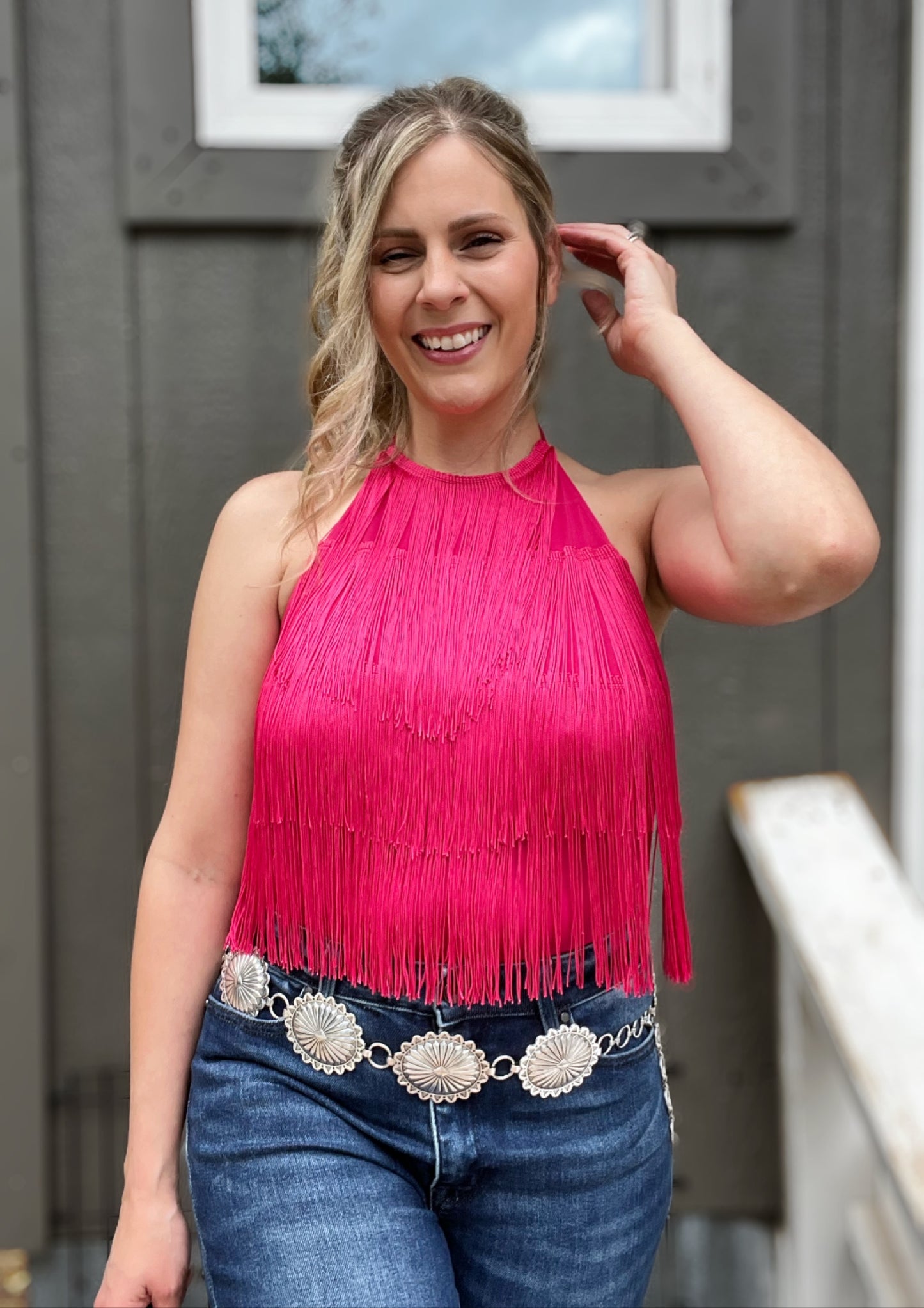 Fringe Halter Neck Bodysuit - Cassie's Creekside Boutique